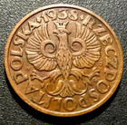 Poland - Bronze Coin 2 Grosze 1938 Second Polish Republic  nice