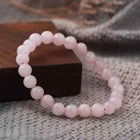 Natural Rose Quartz 8mm Beaded Crystal Pink Gemstone Healing Chakra Bracelet