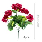 4pcs Red Artificial Geraniums Flowers Faux Geraniums Flowers Outdoor Uv