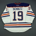 2013-14 Justin Schultz Edmonton Oilers Game Used Worn Hockey Jersey Meigray