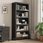 5-tier Large Capacity Vintage Bookshelf  Farmhouse Style Black Bookcase For Home