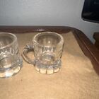 Federal Glass Shot Glasses Mini Beer Mugs Clear Vintage Mcm Barware Set Of 6