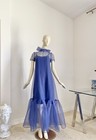  495 Staud Calluna Tie-detailed Organza Maxi Dress In Navy
