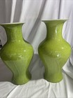 Vintage Twin Chinese Green Vase With Kangxi Mark Crackle Glaze Porcelain 15   