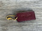 Coach New York 2 25    Hang Tag Fob Bag Charm Burgundy Leather Gold Ball Chain