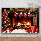 10x7ft Christmas Fireplace Backdrop Xmas Photography Studio Prop Decoration