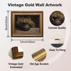 Astrdecor Vintage Gold Framed Floral Canvas Wall Art  Rustic Farmhouse Dark M   