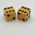 Vintage Antique Butterscotch Bakelite Dice Matched Pair Game Carved Black Pips