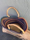 Handwoven Bolga Basket Ghana African Market Basket Leather Handles