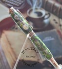 Pen Handmade Writing Ball Point Fountain Crop Circles Green   White Resin 1588a