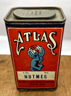 1907 Antique Atlas Nutmeg Spice Litho Cardboard Tin Woolson Spice Toledo Ohio