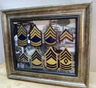 Korean War Era Framed Rank Insignia Chevron Patches Vintage Army Usa