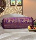 Indian Long Round Pillow Yoga Bolster Massage Beige Cylinder Silk Cushion Cover