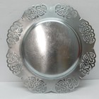 Vtg Cromwell Hand Wrought Chromium Round Serving Tray Etched Royal Design 11 5 