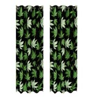 Blackout Grommet Window Curtain Set Black Green Marijuana Leaf