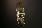 African Baule Mask Hand Carved Wood Wall Art With Painted Crest Decor-g4046