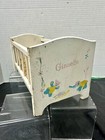 Vtg Strombecker Ginnette Doll Crib Movable Rail W bedding Wood 11    1950   s