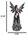 Necromancy Gothic Black Fairy With Raven Crow Sitting On Rock Figurine 15 25 h