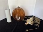 Vintage Mcm Amber Hanging Swag Lamp With Chain Hollywood Regency 1960s As Is