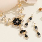 Luxury Black Crystal Jewelry Set   Gold Plated Necklace   Earrings