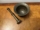 Heavy Brass Bronze Mortar   Pestle Apothecary   3 5 8  H X 5  D