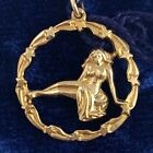 Vintage Virgo Charm Gold Tone Metal Zodiac Necklace Pendant With Card