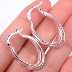 Solid 925 Sterling Silver Tarnish-free Oval Shape Hoop Earrings  Multiple Styles