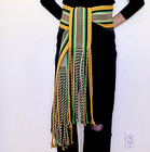 Vintage Navajo Belt 92  X 5  Hand Woven Wool Loom Sash 1960s Ceremonial Fringe