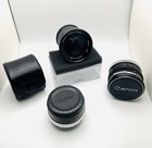 Camera Lens Lot  canon 50mm  Vivitar 28mm Wide Angle  Vivitar Mc Tele Converter