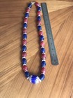 Antique Extra Large Six Layer Chevron Bead With Red And Cobalt Dutch Pigeon Egg