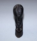 African Tribal Woman Bust Hand Carved Ebony Wood Sculpture Ethnographic