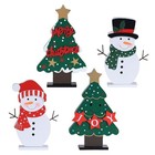  Christmas Decorations Indoor  4 Pcs Wood Christmas Trees   Snowmen For 