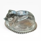 Indiana Glass Cat Kitty Kitten On Nest Crystal Candy Box Dish Hen On Nest - Euc