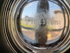 Vintage Firestone Deluxe Champion Rubber Tire Ashtray   Embossed Glass Insert