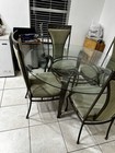 Glass Top Dining Table Set W  4 Chairs     Metal Frame     Local Pickup Only