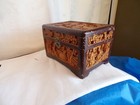 Vintage Oriental Themed Carved Ornate Wooden Lidded Storage Box