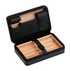 Galiner Black Travel Cigar Humidor Case 1 Torch Cigar Lighter Cutter Humidifier