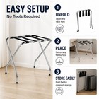 Foldable Luggage Rack Single Tier Chrome  Pack Of 1  Heavy Duty Metal Suitcase