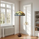Tiffany Style Stained Glass Victorian Design 2-light Bronze Fin Floor Lamp
