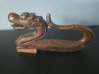 Chinese Antique Wood Carved Exquisite Dragon Statue Pen Rack Wooden Decor Art