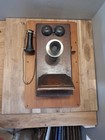 Early Leich Co Electric Antique Hand-crank Oak Wall Phone W All Internal  Parts 