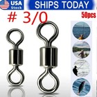 100 50x Rolling Barrel Swivel 220 Lb Fishing Swivels Solid Ring   3 0        
