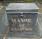 Fabulous 19th Century Antique Tin Deed Box   Chest  Strong Box Trunk Cornwall 