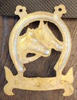 Brass Horseshoe Horses Key Necklace Holder Vintage 3 Prong Wall Hook