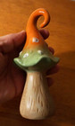 Mushroom Fairy Garden Statue Country Cabin Home Decor Orange Green Polka Dot New