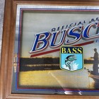 Vintage Busch Beer Bass Fishing 3d Framed Mirror Bar Sign Man Cave Wall Ad 28x22