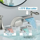 Brushed Nickel Led Bathroom Sink Faucet 3holes Widespread Basin Vanity Mixer Tap