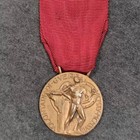 Vintage Belgian King Albert I Medal - Bronze - Red Ribbon - Ww1 Era