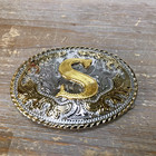 Initial   S    Rodeo Cowboy Letter Shine Gold Silver Western Belt Buckle  z80 