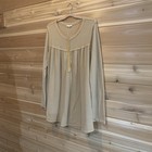 Easel Shirt Womens Large Beige Waffle Knit Long Sleeve Button Front Tunic Top